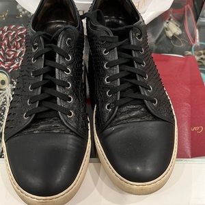used mens lanvin black snake skin sneaker